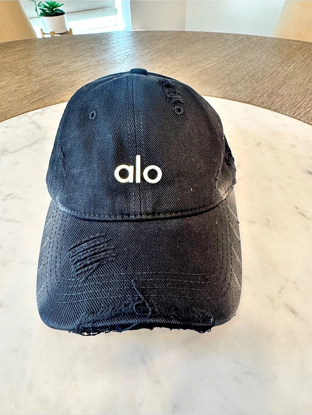 Alo Black Distressed Baseball Cap